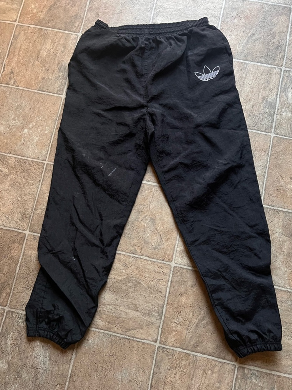 Vintage 90s adidas Black Pants with White Outlined embroidery Logo